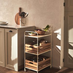 WOOD AND METAL STORAGE CART